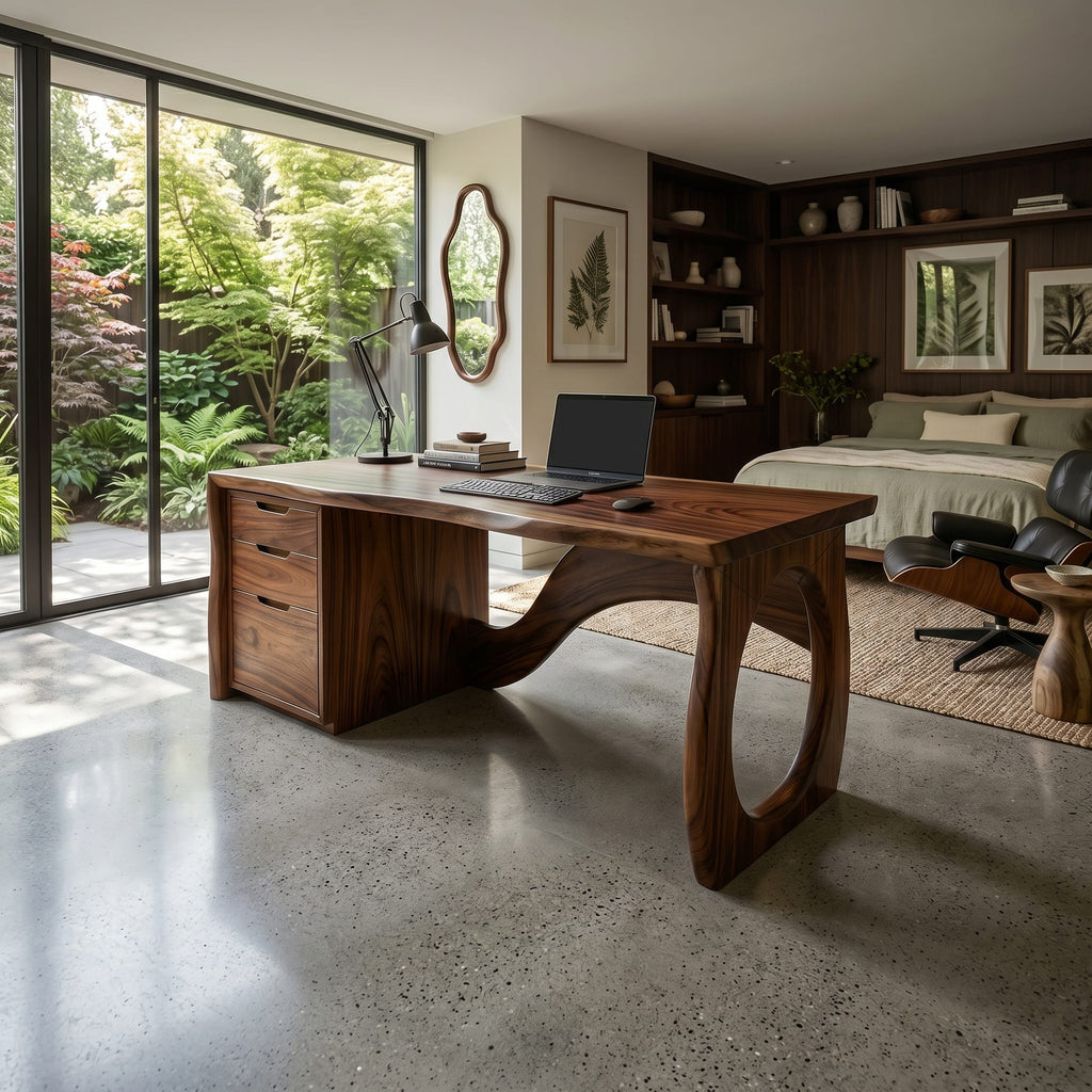 Contemporary Executive Desk Designer Workspace, solid wood, built to order