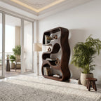 Minimalist Bookshelf Featuring Curved Side Panels, solid wood, built to order