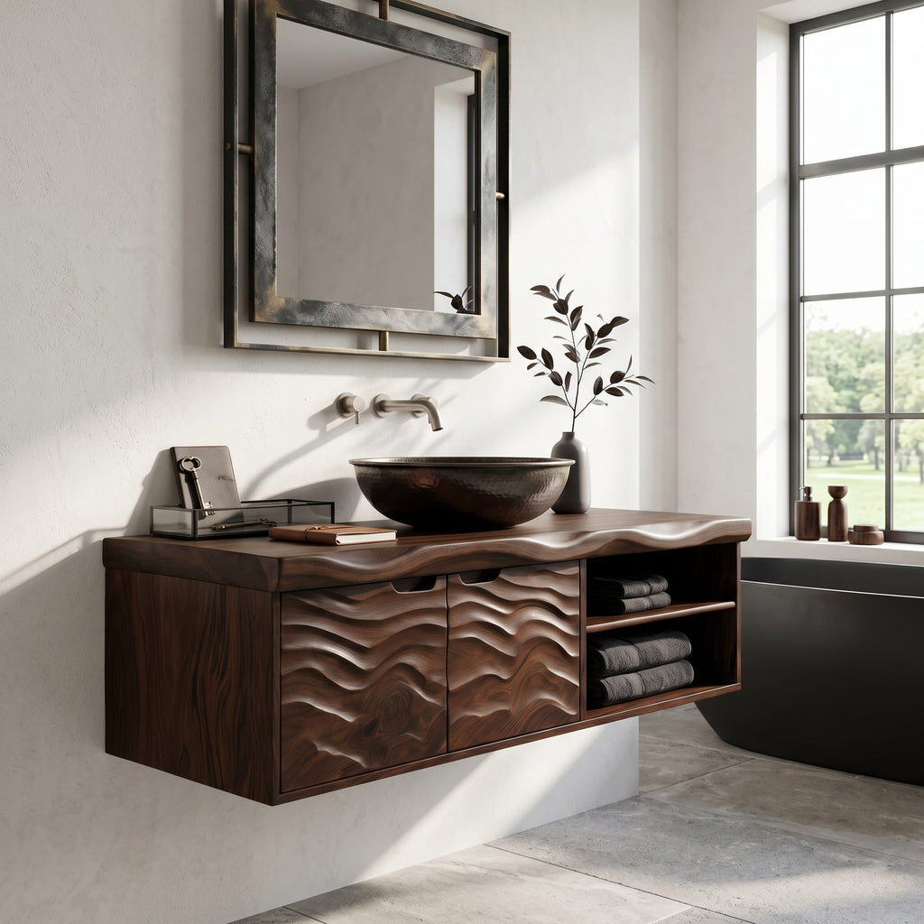 Contemporary Bath Cabinet Elegant Master Bathroom, solid wood, built to order