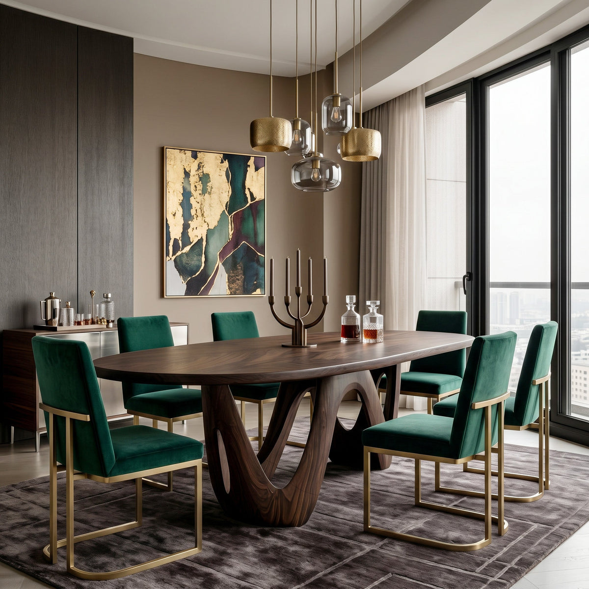 Artistic W-shape Leg Dining Table, solid wood, built to order