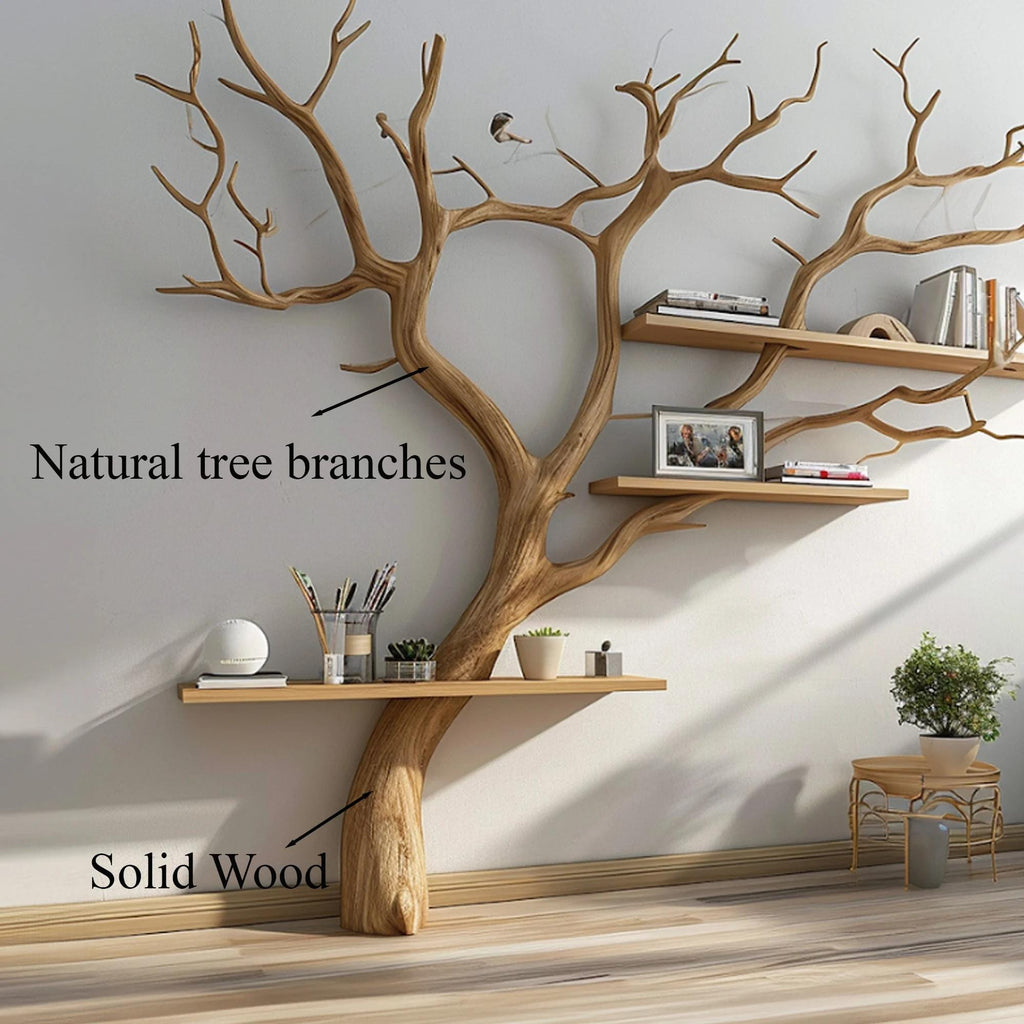 Tree Branches Wall Bookshelf Decorations, solid wood, built to order