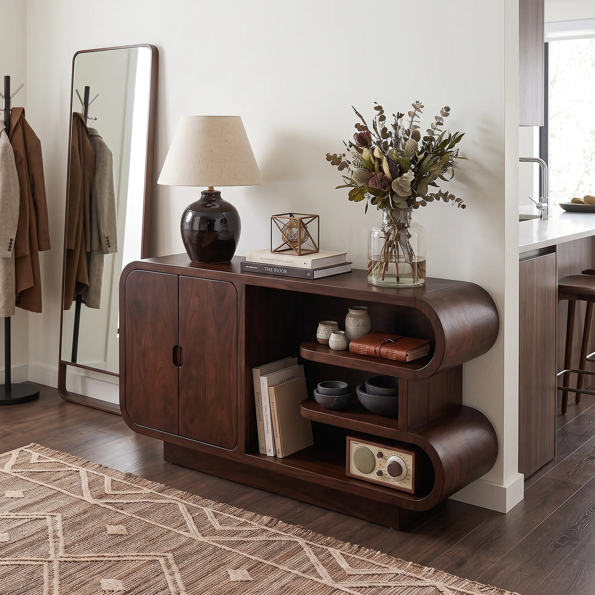 Organic Modern Storage Credenza Living Room, solid wood, built to order, view 4