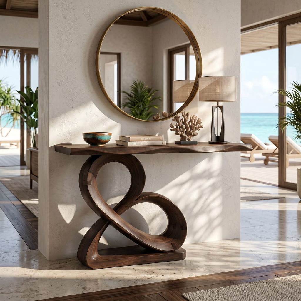 Loop Base Console Table Designer Hallway, solid wood, built to order