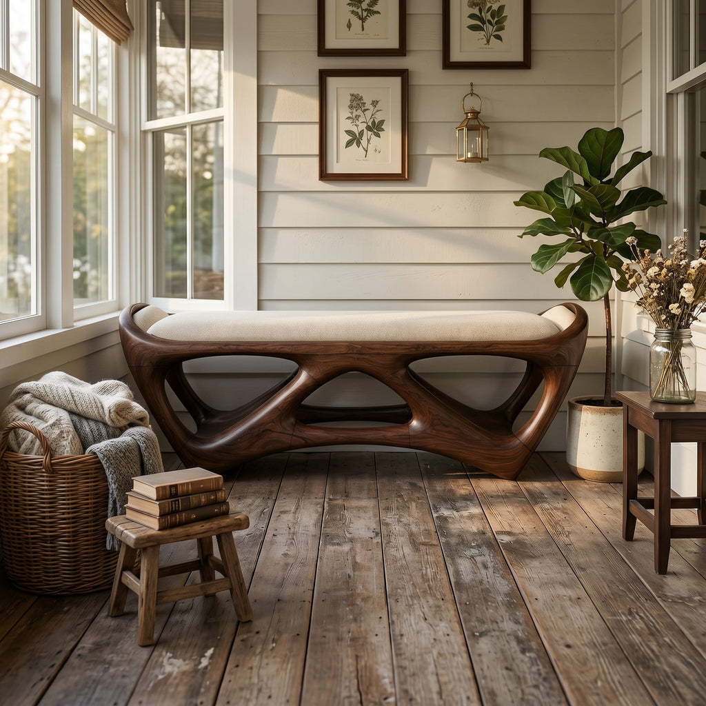 Designer Wooden Bench Creative Studio, solid wood, built to order