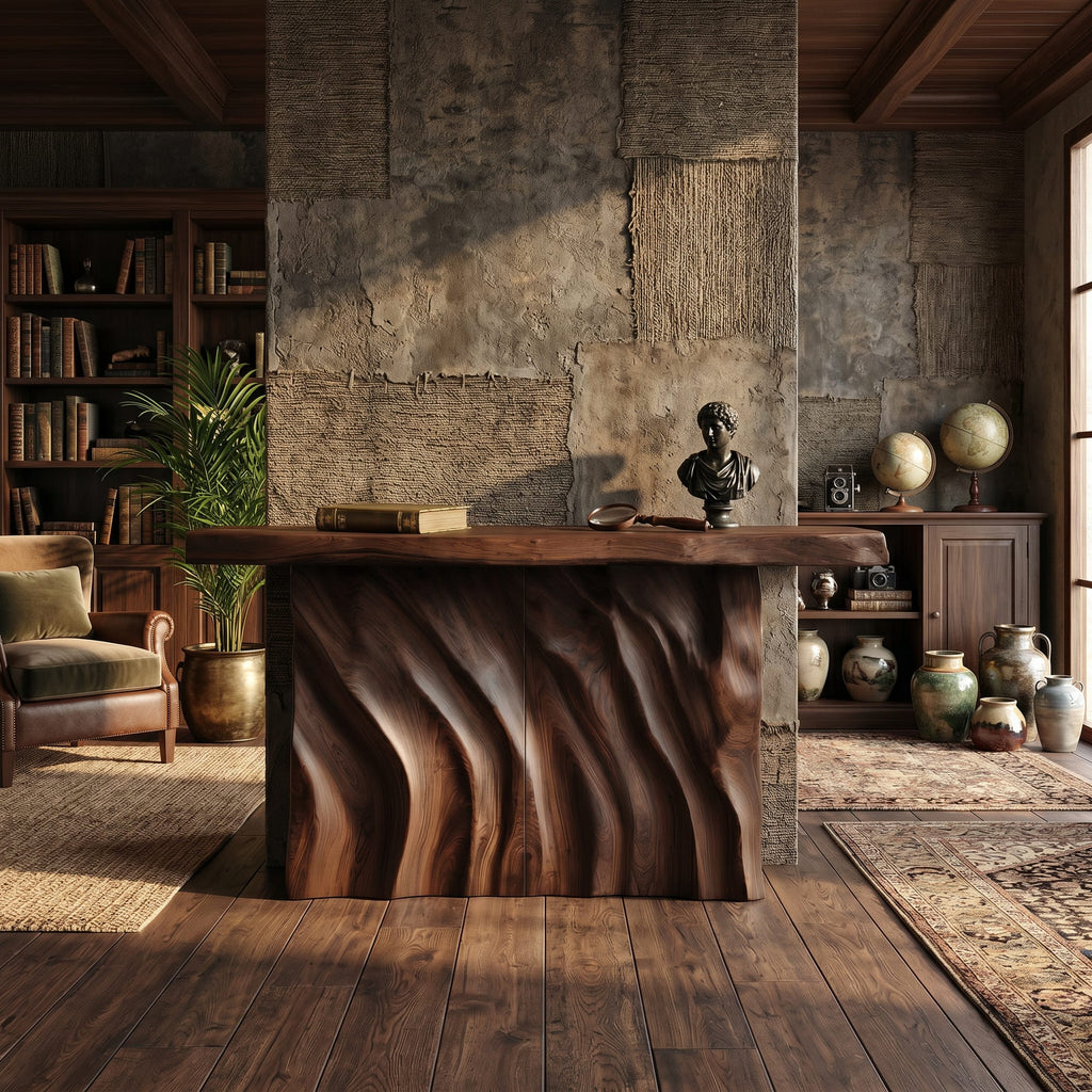 Contemporary Live Form Hall Table, solid wood, built to order