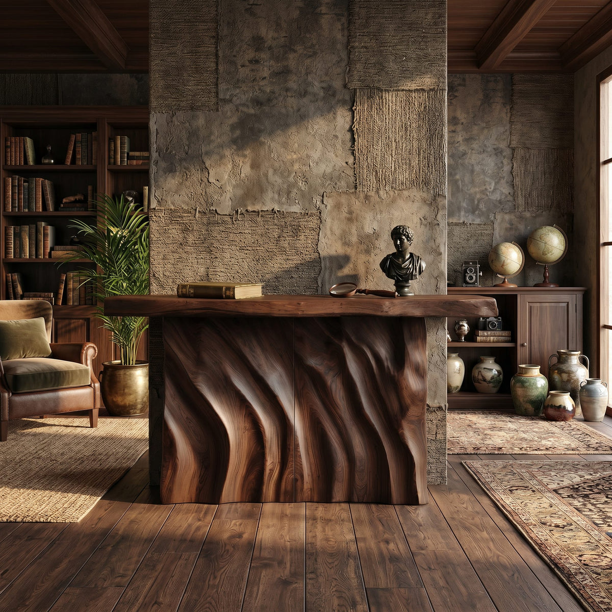 Contemporary Live Form Hall Table, solid wood, built to order