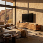 Minimalist Wave TV Console, solid wood, built to order