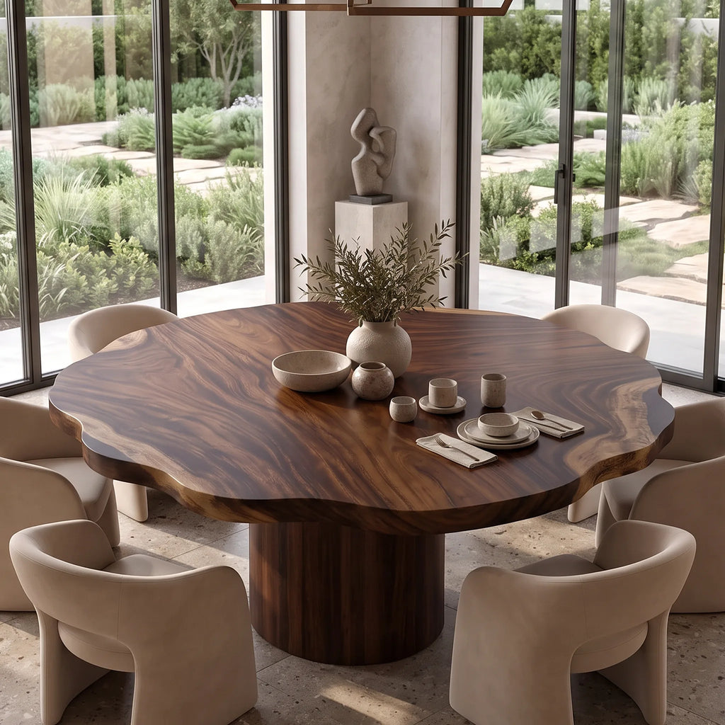 Mid Century Round Wood Table Top Dining Room, solid wood, built to order