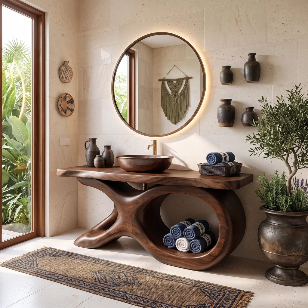 Mediterranean Bathroom Vanity Cabinet Villa, solid wood, built to order