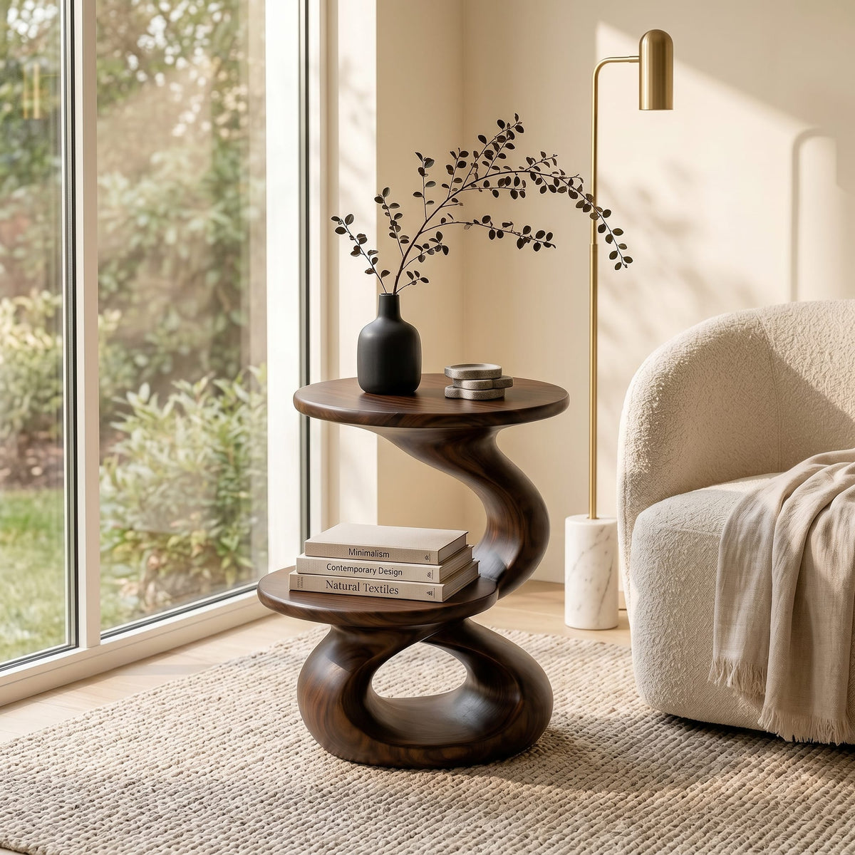 Minimalist Open Shelf Side Table Villa, solid wood, built to order
