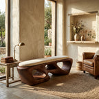 Curved Solid Bench Living Room, solid wood, built to order