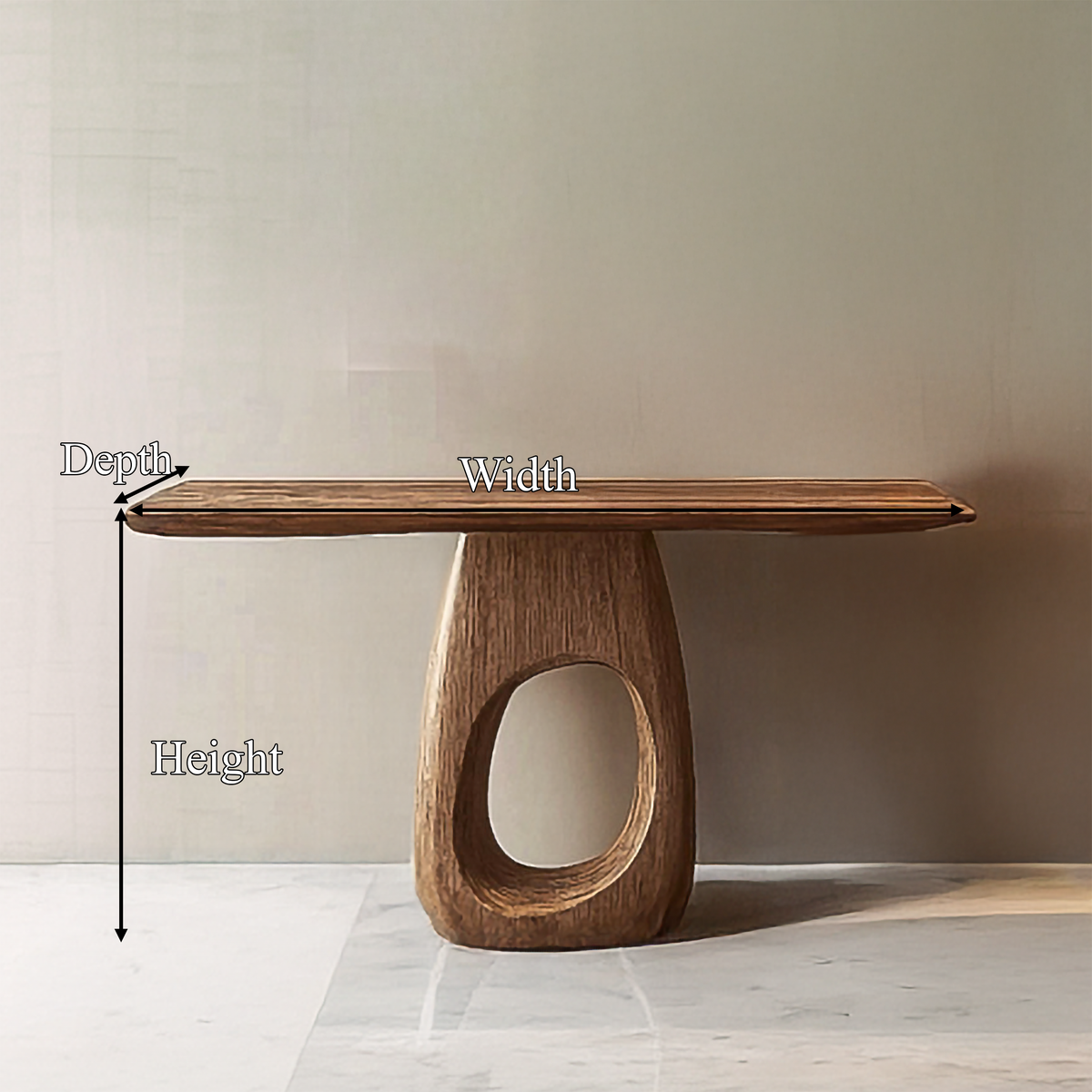 Organic Console Table, solid wood, built to order, view 8