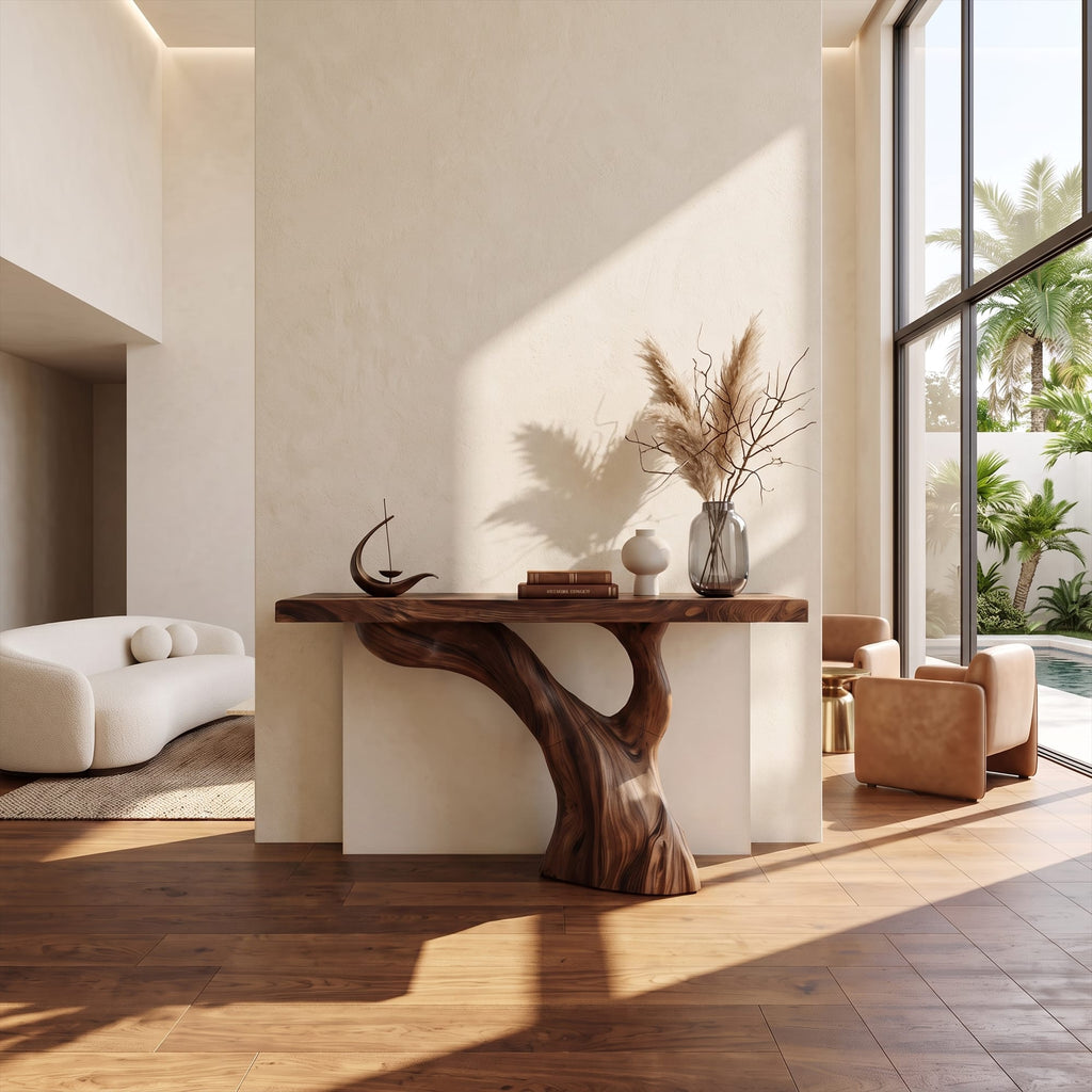 Live Edge Sculptural Hallway Console Table