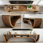 Solid Curved Media TV Cabinet