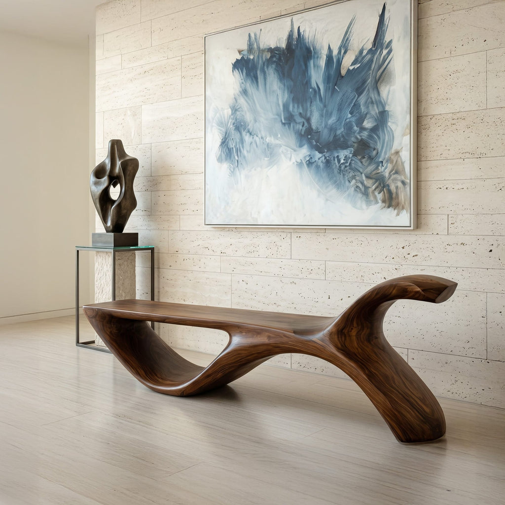 Contemporary Organic Bench, solid wood, built to order