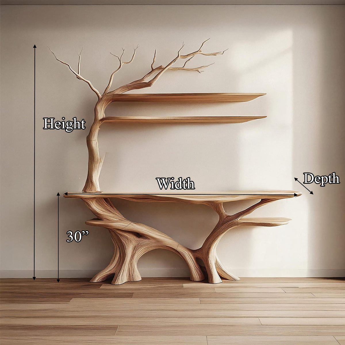Sculptural Solid Base Console Table
