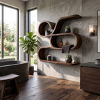 Coastal Floating Storage Shelves, solid wood, built to order