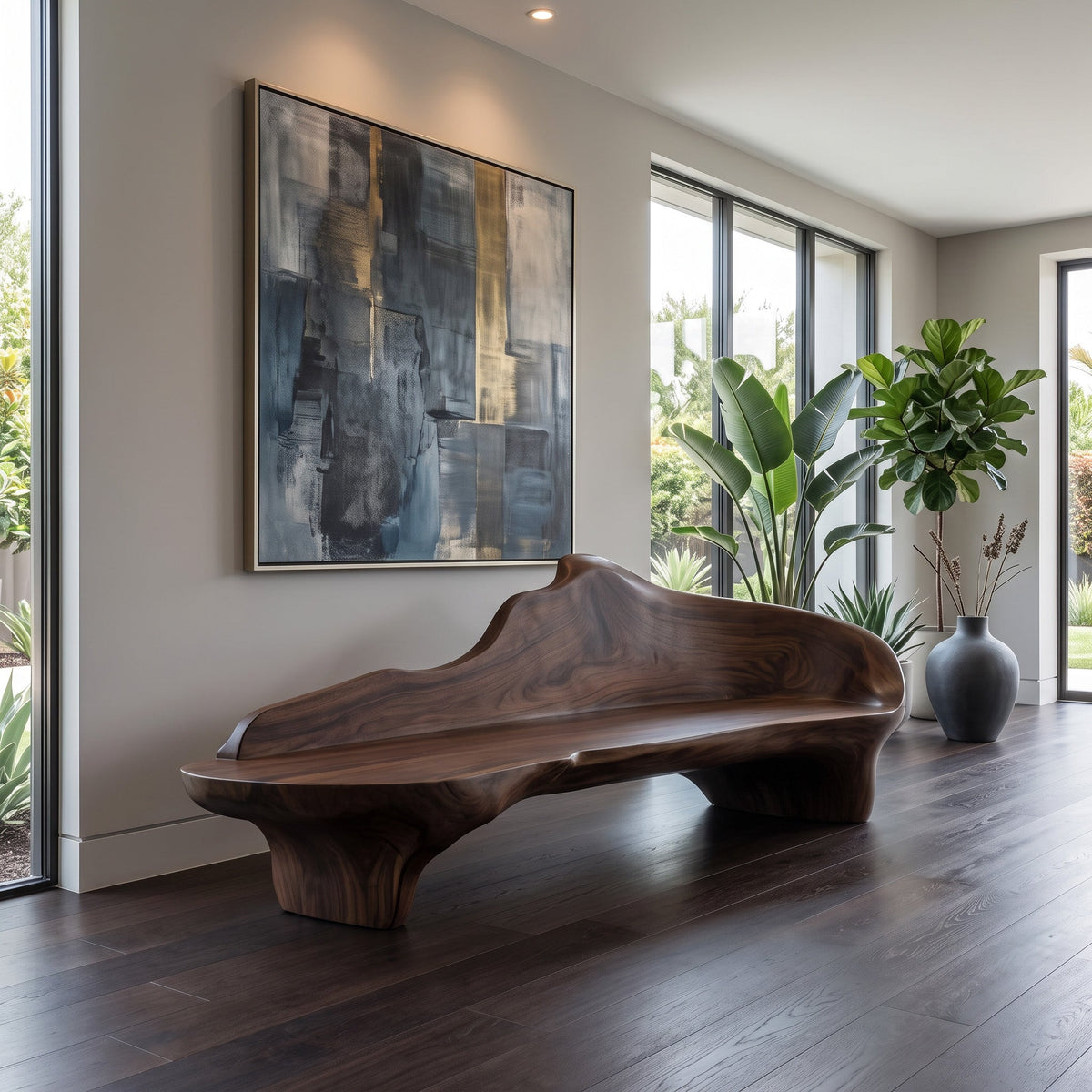 Sculptural Organic Accent Bench