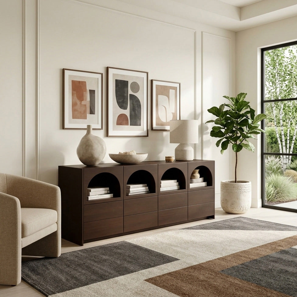 Arched Niche Wooden Sideboard, solid wood, built to order, view 4