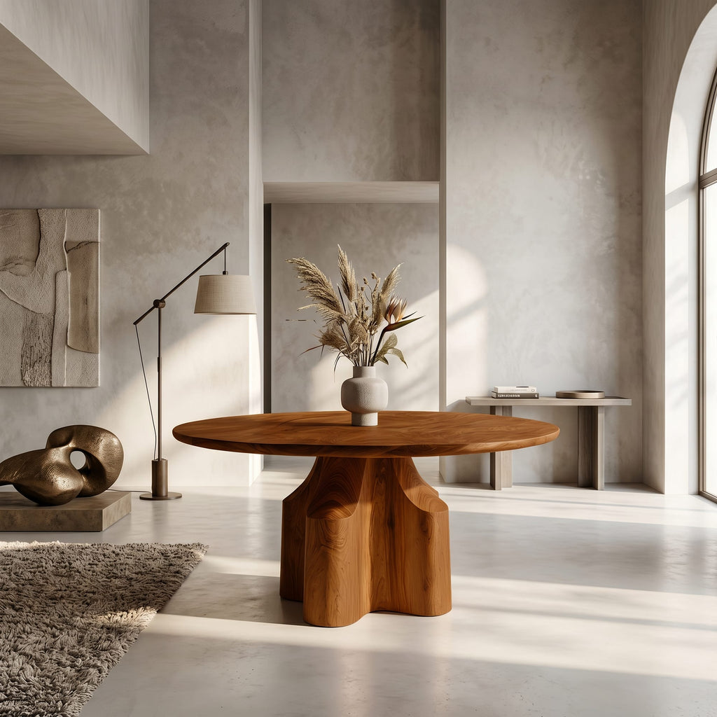 Contemporary Sculptural Pedestal Console Table