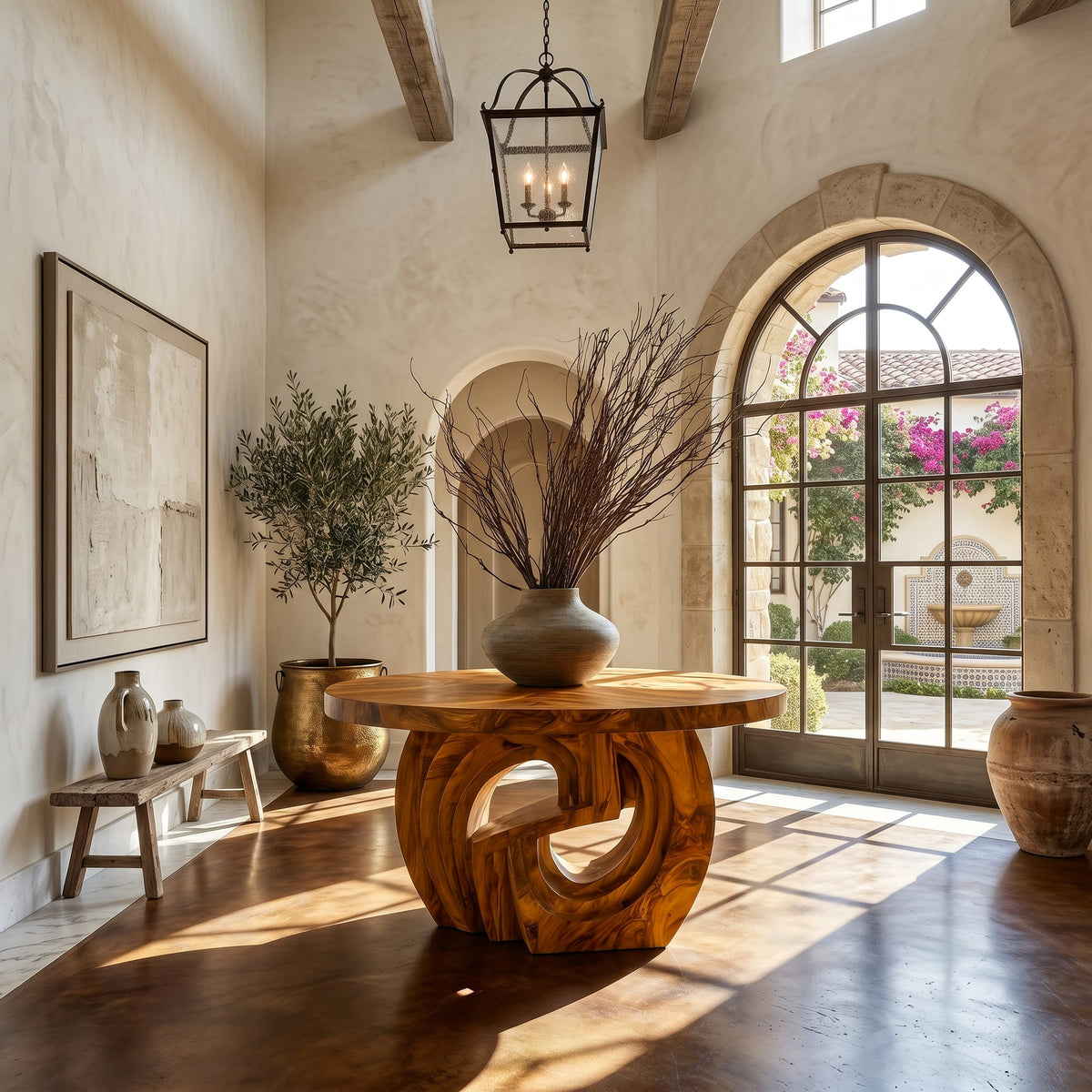 Sculptural Ring Solid Console Table