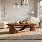 Contemporary Coffee Table with Sculptural Base, solid wood, built to order