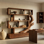 Contemporary Bookcase with Storage, solid wood, built to order