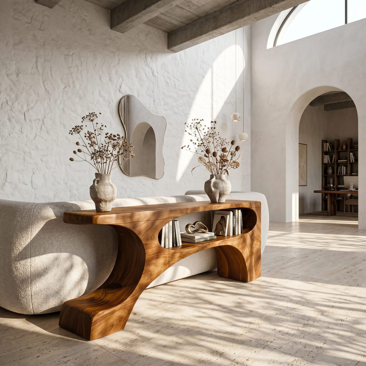 Contemporary Pedestal Console Table