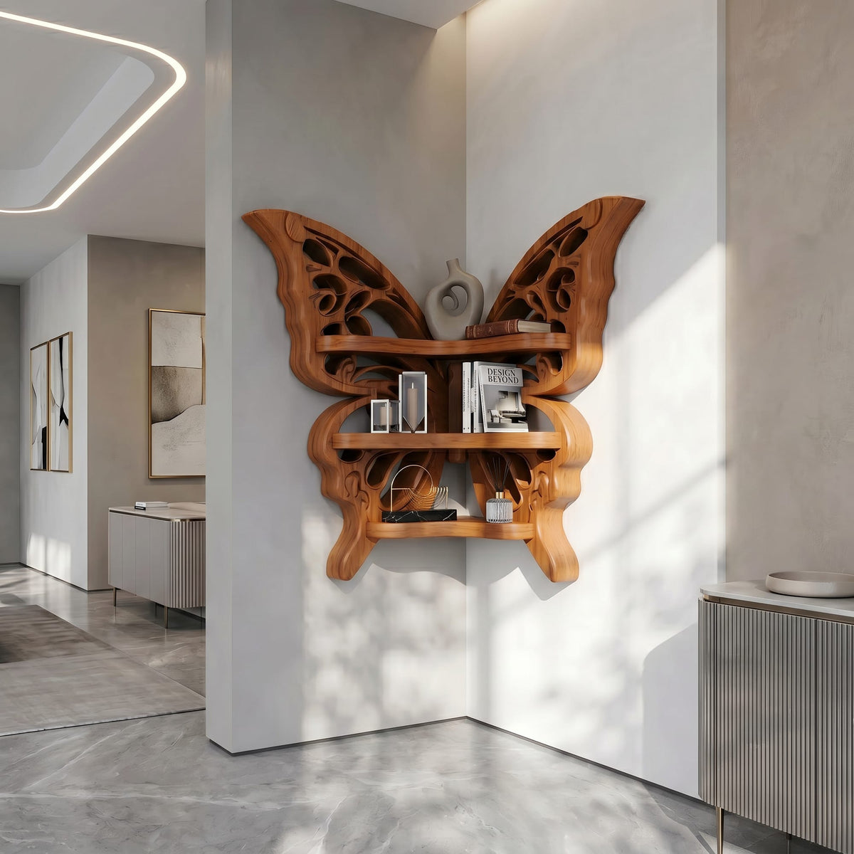 Sculptural Butterfly Floating Shelf