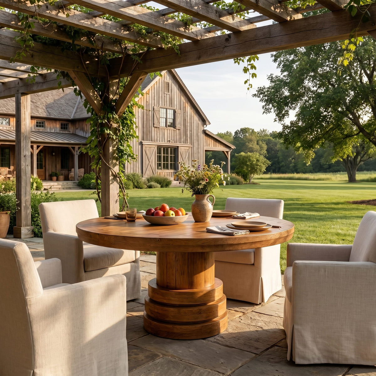 Solid Pedestal Dining Table