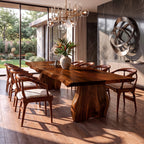 Contemporary Dining Table with Asymmetrical Edge Top, solid wood, built to order