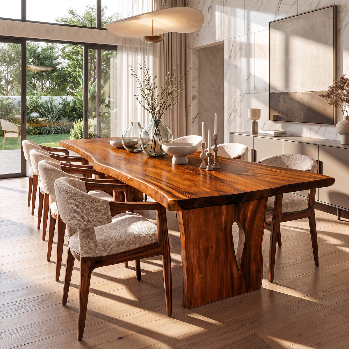Contemporary Dining Table with Freeform Top, solid wood, built to order