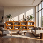 Modern Wall Mounted Bookshelf with Open Display Shelves for Living Room, solid wood bookcase
