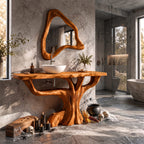 Contemporary Single Bathroom Vanity with Branch Inspired Base, solid wood, built to order