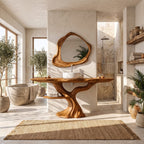 Rustic Bathroom Vanity with Bold Tree Root Design, solid wood, built to order