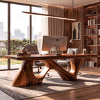 Contemporary Desk with Flowing Sculptural Legs, solid wood, built to order