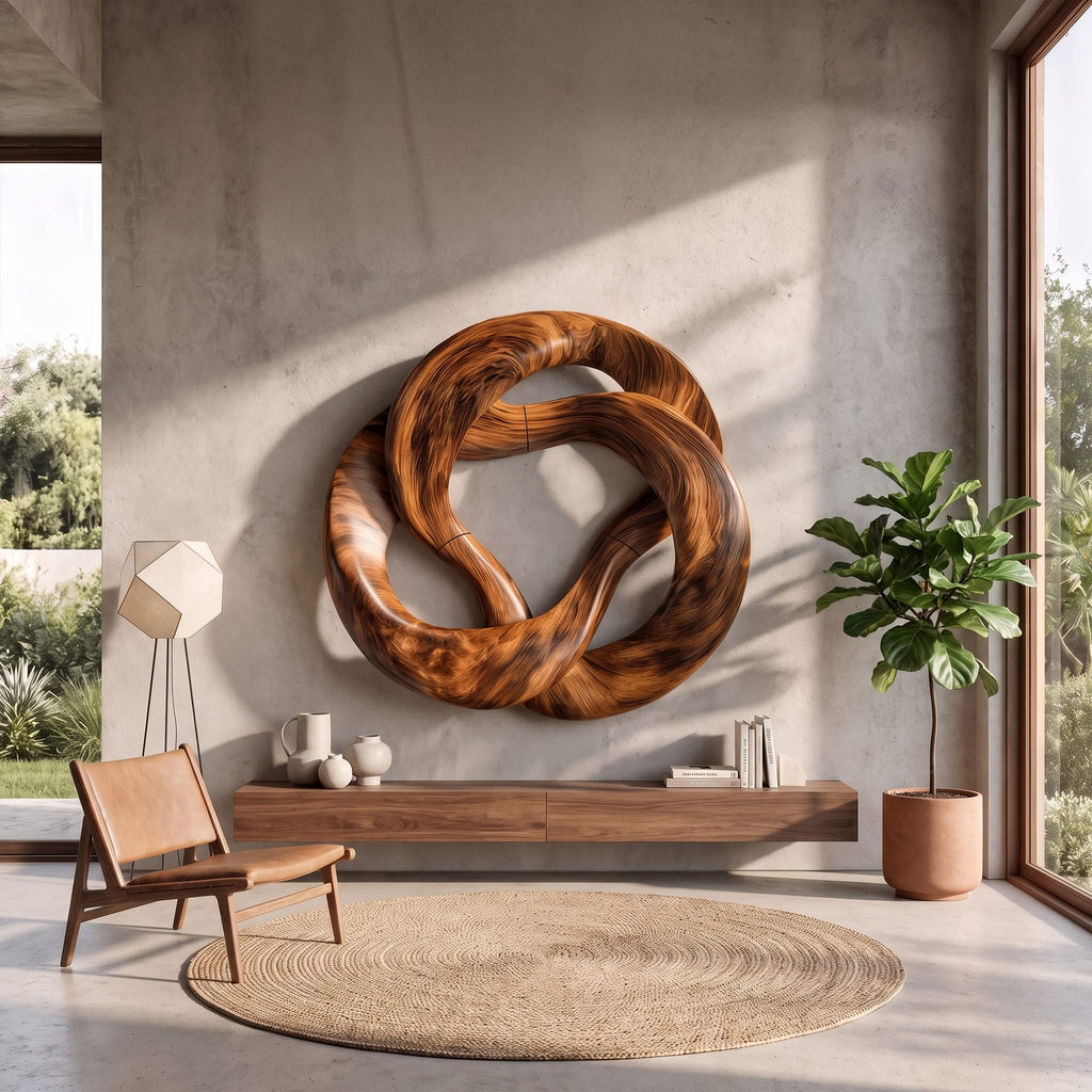 Mid Century Swirl Wall Art, solid wood, built to order