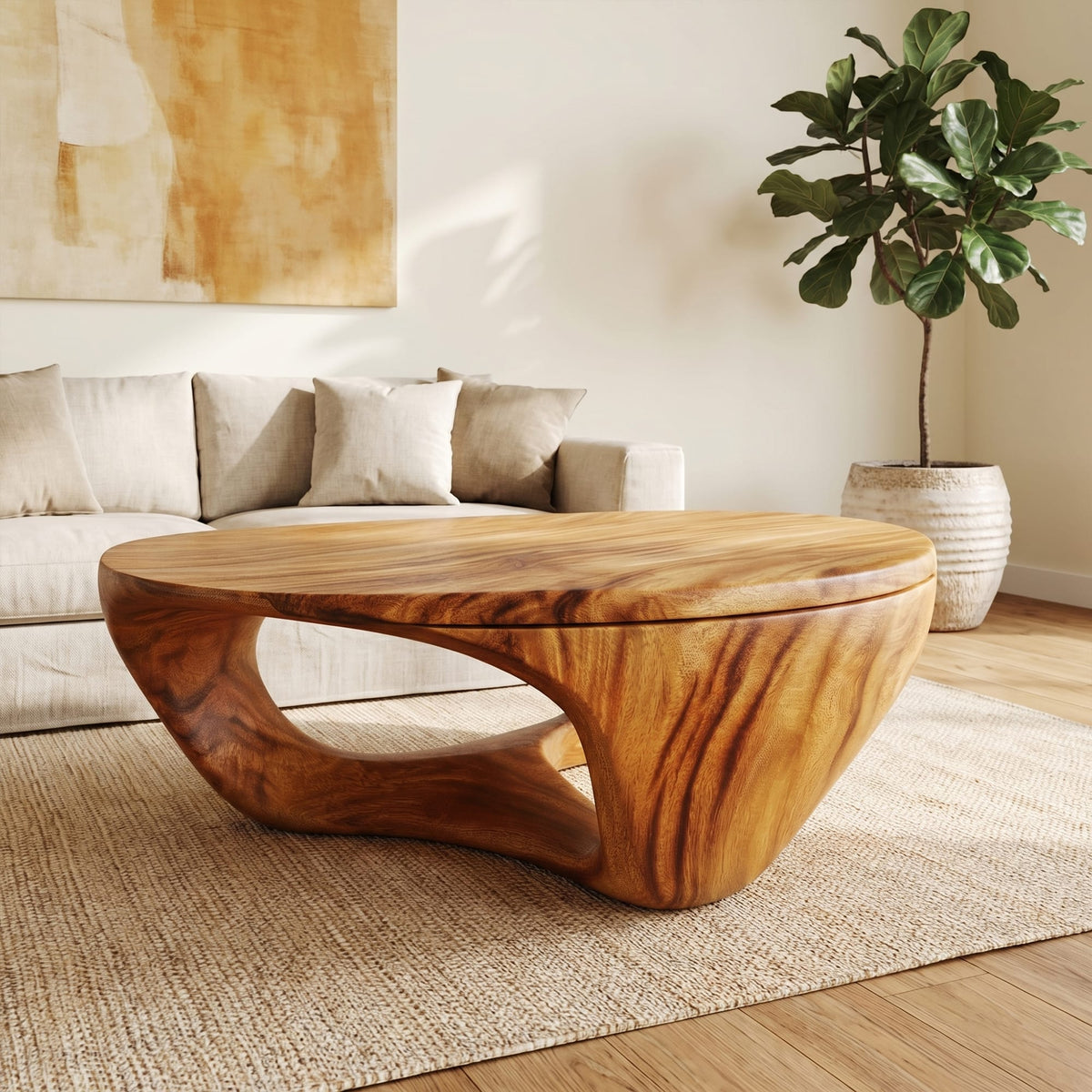 Contemporary Sculptural Coffee Table, solid wood, built to order