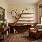 Rustic Console Table Tree Branch Reading Room, solid wood, built to order