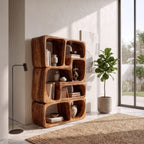 Mid Century Bookshelf Handcrafted Modular Shelves, solid wood, built to order