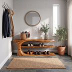 Mid Century Handcrafted Shoe Storage Bench Home, solid wood, built to order