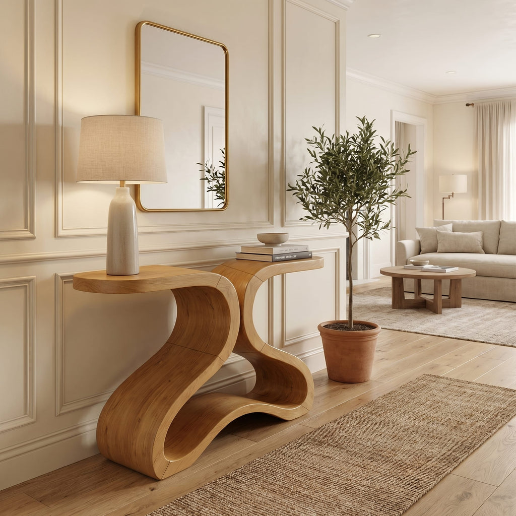 Curved Credenza Console Table