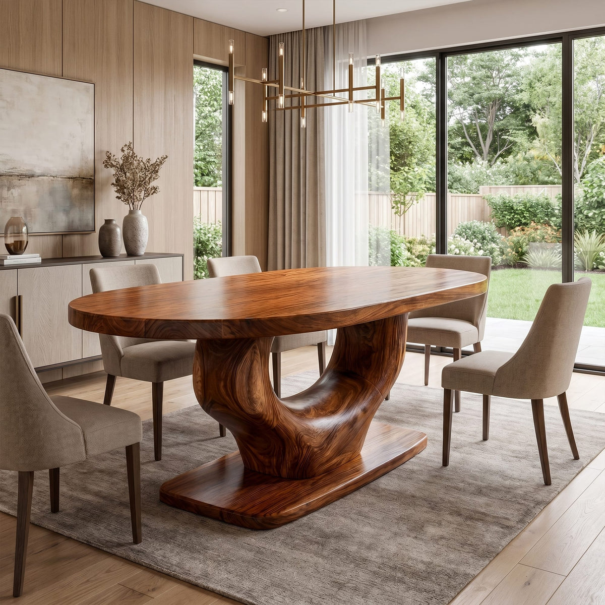 Curved Solid Dining Table