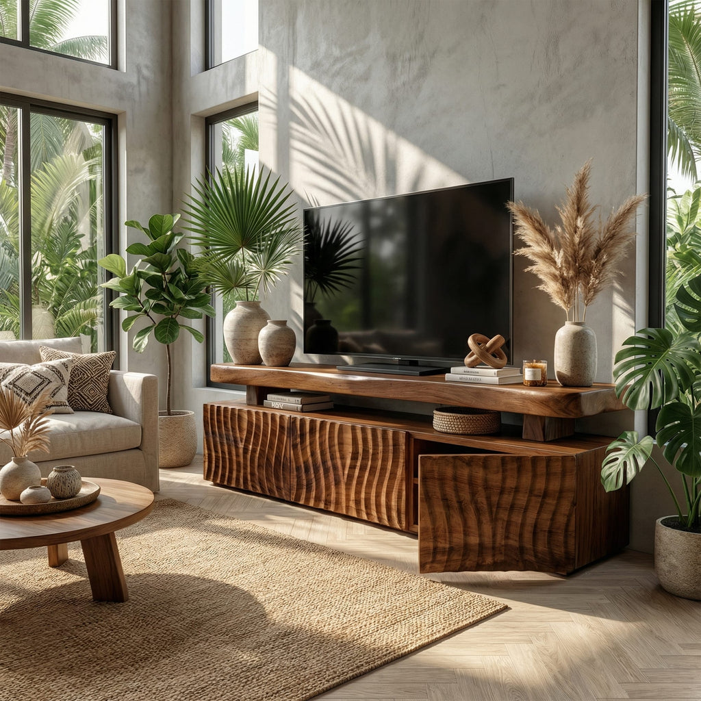 Modern Wave Pattern TV Cabinet