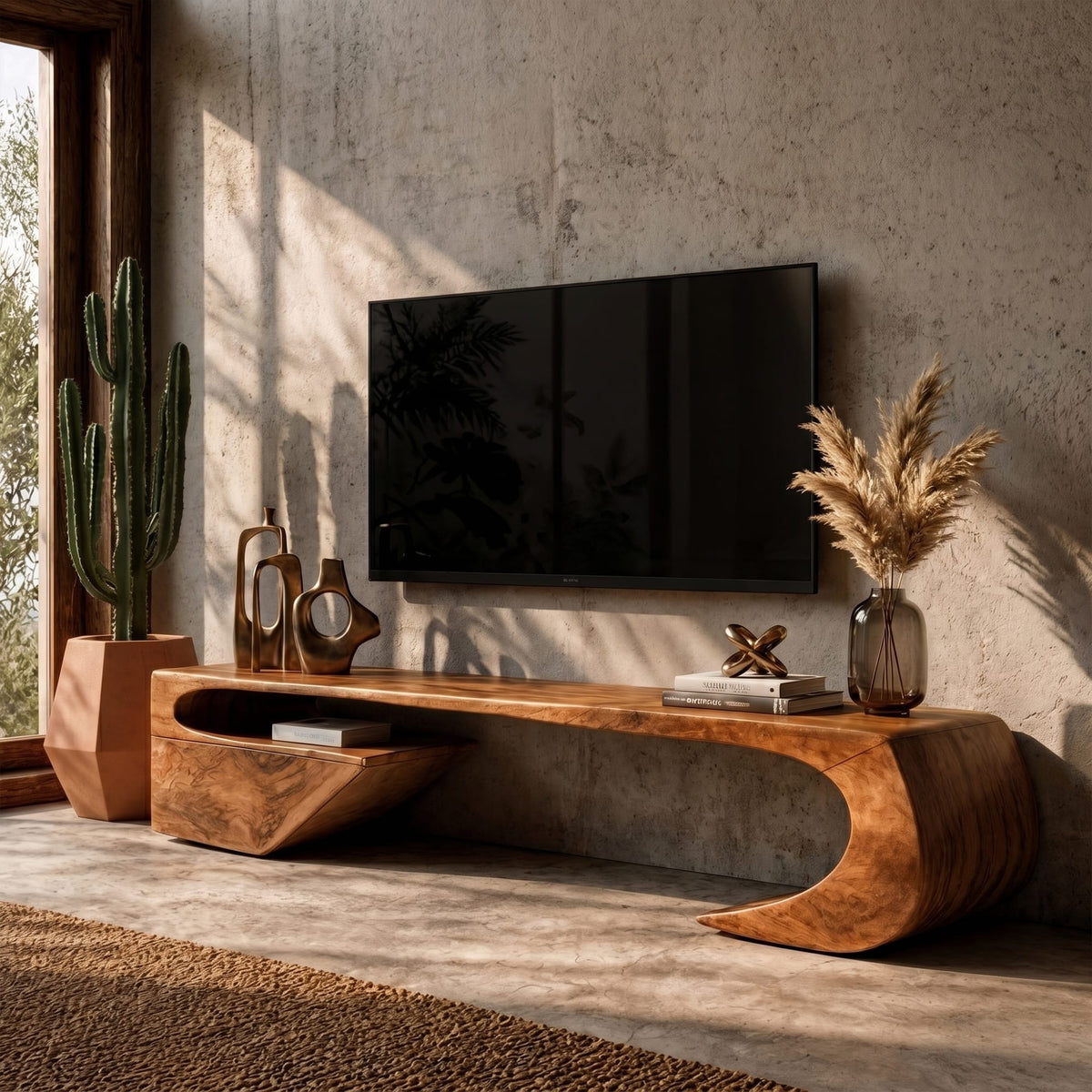 Japandi Curved TV Cabinet