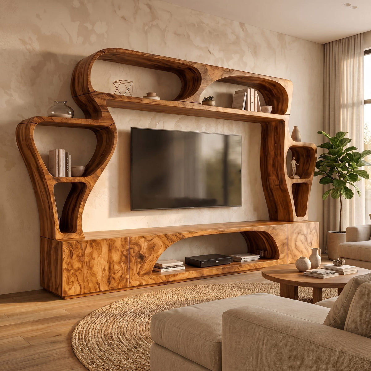 Solid Entertainment Sculptural TV Cabinet