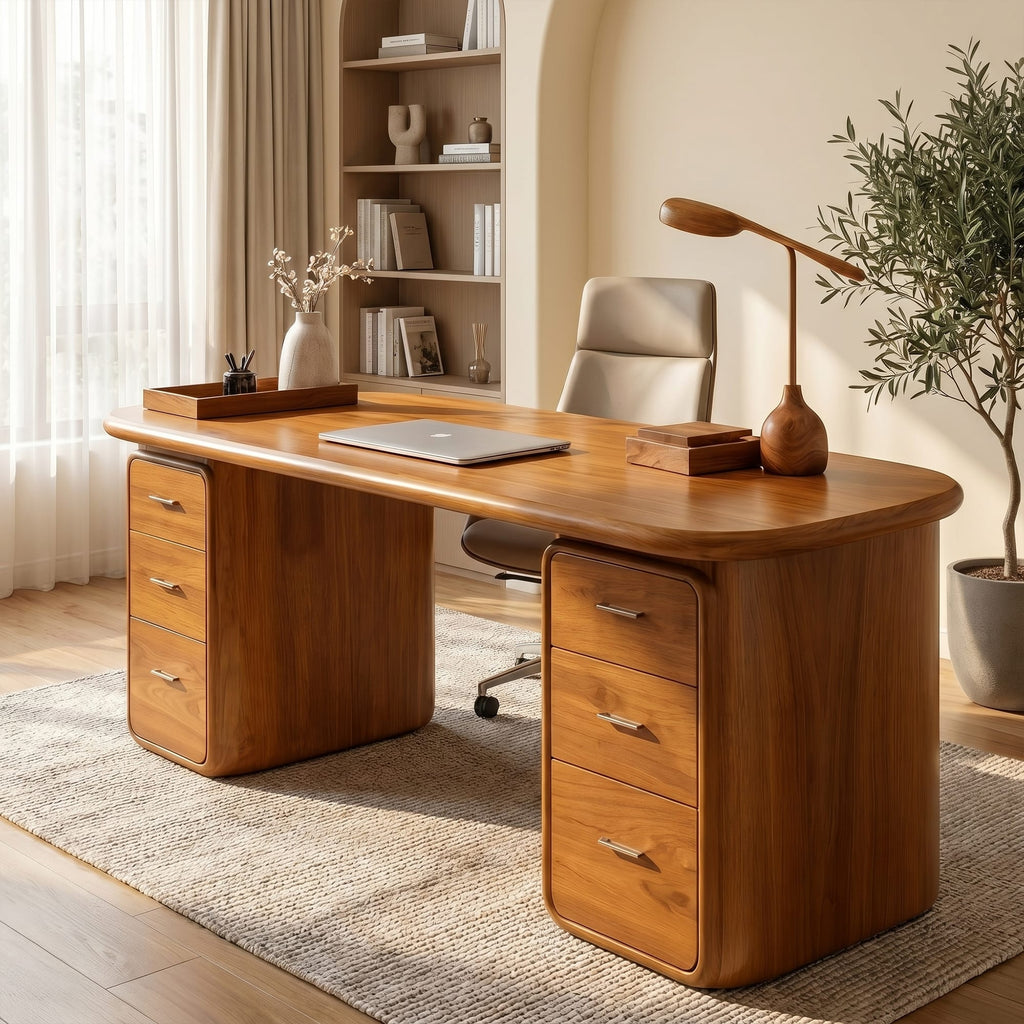 Contemporary Desk with Built in Drawers, solid wood, built to order