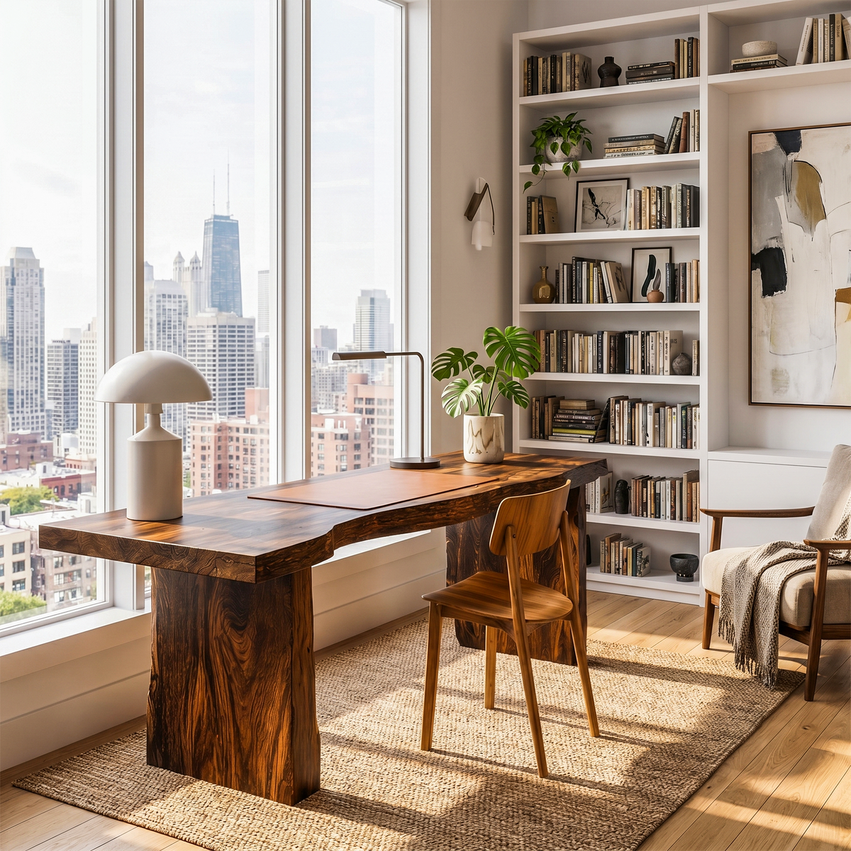 Live Edge Stump Desk, Brown finish