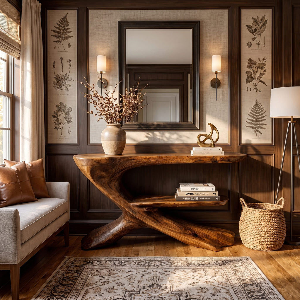 Organic Solid Foyer Console Table