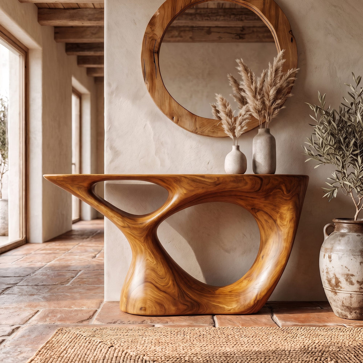 Sculptural Curved Base Console Table